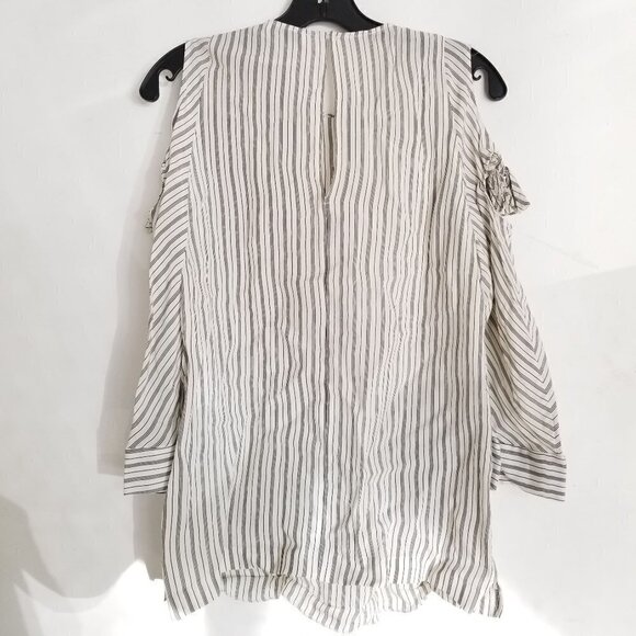 Sandro Manga Striped Cold-Shoulder Tie Top Blouse - Picture 6 of 14